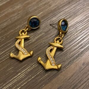 Swarovski vintage blue crystal nautical pierced earrings
